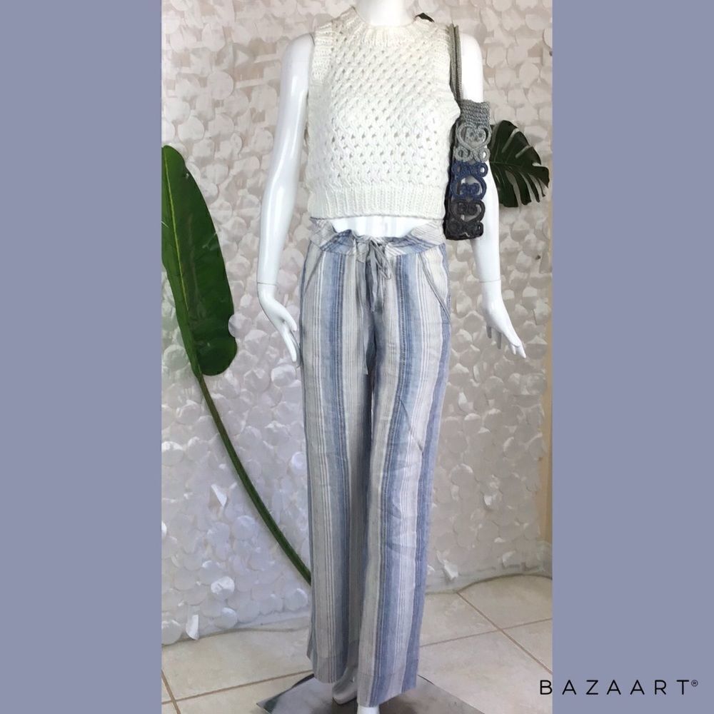 Linen wide leg pants Size S